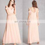 Fancy Chiffon Sweetheart Ladies Maxi Dress with Ruched Sleeves