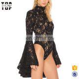 Oem Product One Piece Bodysuit Women Cotton Mesh Trim Lace Bodysuit Tops thumbnail-2
