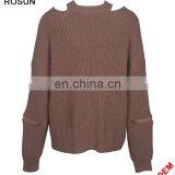 Knitwear Manufacturer Chocker Zip Sleeves Pullover Sweater for Woman thumbnail-2