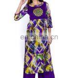 Indian Traditional Party Wear Embroidered 100% Viscose Woman Kurtis Exporter thumbnail-1