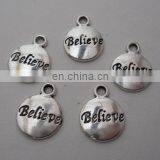 Trending Hot Sale 2017 Metal 12x12mm Engraved Believe Round Shaped Tibetan Pendant
