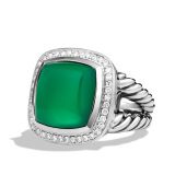 925 Sterling Silver Inspired DY 14mm Albion Ring with Green Onyx