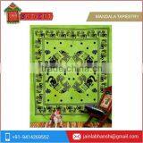 New Arrival - Green Indian Elephant Tapestry Mandala Wall Hanging Throw Coverlet