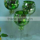 Green Colored Goblet Glass Candle Holder thumbnail-1