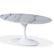 Mid Century White Marble Tulip Side Oval Coffee Table Saarinen Table Reproduction thumbnail-2