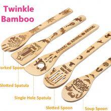 Halloween Kitchenware Original China Twinkle Bamboo Utensil Set Burned thumbnail-1