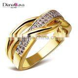 New Product 2017 Cubic Zirconia Hong Kong Factory 2-Tone Plated Wedding Band Ring thumbnail-1