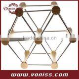 Tabletop Wine Bottle Rack Wine Bottle Holder- 6-Slot DIY Hexagon Stainless Steel and Wood,DIY Wine Rack thumbnail-1
