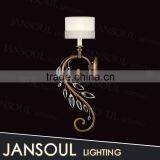Chinese Wholesale Shabby Chic Wall Lamp Mental Flower Leaf Chandelier With Mini White Fabric Lampshape thumbnail-1