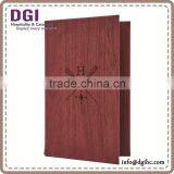 8 Quad Booklet Black Leather Menu Cover , Restaurant Material, Hot Foil Stamping thumbnail-4