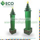 Christmas Tree Cardboard Floor Display With Plastic Hooks , Cardboard Hanging Display