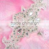 Bridal Trimmings Clear Crystal Rhinestone Applique With Pearls Hotfix for Wedding Dress Accessory thumbnail-5