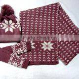 Wholesale Knitted Jacquard Hat Scarf and Glove Set for Girls