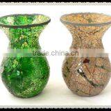 crackle glass mosaic vase