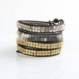 Fashion Bead Bracelet Wholesale Hand-woven Four Laps Coil Bracelet Bangle Gold and Silver Charm Bracelet Jewelry thumbnail-2
