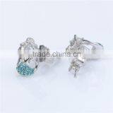Wholesale Mermaid Jewelry Blue Crystal Sterling Silver Charms Earrings thumbnail-4