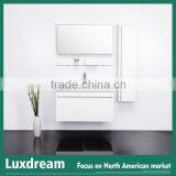 Beautiful Simple White Wall Hung Bathroom Vanity With Side Cabinet