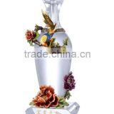 RORO Wealth and Peace Peony Enamel Crystal Glass Decorative Vase Flower Receptacle