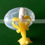 BPA Free Silicone Baby Toothbrush Banana Teether Toys, Baby Banana Teething Toothbrush for Infants thumbnail-2