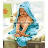 OEM 100% bamboo fiber baby bathrobes bamboo cartoon embroidery kid's hooded towel