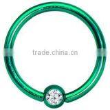 16 Gauge 38 Clear Crystal Green Titanium BCR Captive Ring thumbnail-1