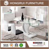 European modern square shape wood legs and glass dining table design