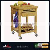 Natural Finish E1 MDF With Drawer Rolling Food Service Trolley thumbnail-1