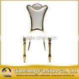 Classical White High Back Wedding Chair With Golden Stainless Steel thumbnail-4