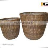 Round PE/Plastic Rattan With Liner Deco Basket thumbnail-1