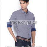 2017 NEW Indian Fashion Long Sleeve Blue Stripes French Cuff Button-down Collar Casual Man Shirt thumbnail-4