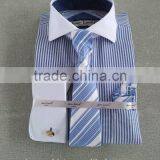 Stock USA Men Oxford Stripes Dress Shirt With Tie/Hankie/Cufflinks thumbnail-5