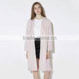 HAODUOYI Women High Split Side Long Trench Collarless Coats thumbnail-3