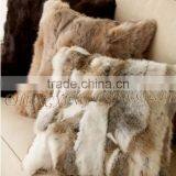 CX-D-17 Home Decoration Pillow Patchwork Real Rabbit Fur Cushion & Pillow Cover thumbnail-1