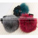 CX-E-03 Real Rex Rabbit Fox Fur Ball Elastic Hair Accessory/Headband hair accessories