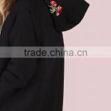 Oversized Custom Logo Embroidery Longline Hoodies Dress Hood Sweatshirt 100 Cotton Black Pocket Front Embroidered Hoodies thumbnail-4
