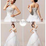 Newest Style Satin And Tulle Appliqued Elegant Ball Gown Simple Wedding Bridal Dress thumbnail-4