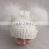 Myfur Top Quality Baby Hats for Kids With Raccoon Fur Balls Knitted Baby Kids Hats thumbnail-2
