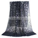 Cotton Polyester Blend Scarves & Wraps Rectangle Silver Black Feather Fashion Scarf 2017 thumbnail-1