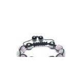 Shamballa Bracelet, Magnetic Hematite Rounds, Clear & Light Pink Crystal Argil Beads thumbnail-1