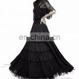 Q-309 Punk Rave Gothic Gypsy Black Long Skirt thumbnail-4