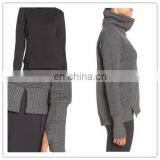 Wholesale Ladies Soft Cotton-Infused Pullover Long Sleeves With Thumbholes Cuffs High Funnel Neck Sweatshirt for Women thumbnail-1