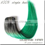 Hot sale !!! 8-36inch cheap fashion straight black green brazilian hair colors ombre hair weaves