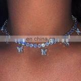 Ins Women Butterfly Necklace Luxury Rhinestones Small Pendant Necklace Sparking Bling Hip Hop Crystal Choker Jewelry thumbnail-2