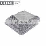 Low Price Supet Soft Comfortable Faux PV Fur Mink Blanket With Brushed Rose Pattern thumbnail-4