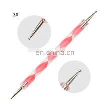 5Pcs/Set Pink Double-Ended Design Set Spiral Marble Pattern Point Dotting Pen Drawing Double Sided Nail Care Manicure Tool File thumbnail-3