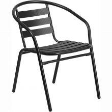 Black Garden Patio Outdoor Metal Stackable Chair thumbnail-5
