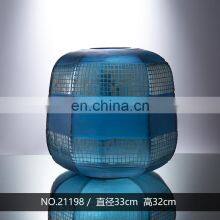 Wholesale Creative Lattice Clear Handblown Glass Flower Vase Set Home Decor For Sale thumbnail-3