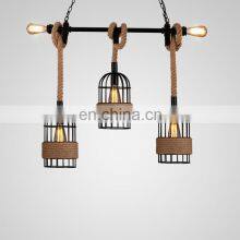 Iron Birdcage Hemp Rope Lamp Environmental Creative Decoration for Coffee Shop Bar Dinning Room Lamp Restaurant Lighting Decora thumbnail-2
