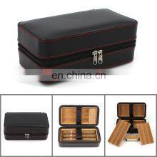 Manufacturer 6 Count Black Leather High Gross Small Wood Cigar Packing Box Travel Case Humidor thumbnail-3