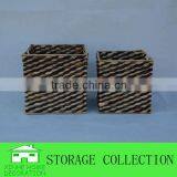S/2 Square Natural Water Hyacinth Woven Storage Cubes